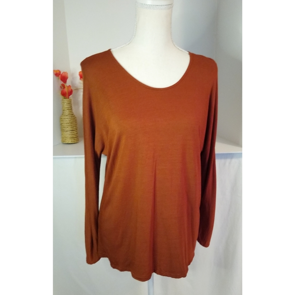Size M Chantik long sleeve burnt orange top - Picture 1 of 5